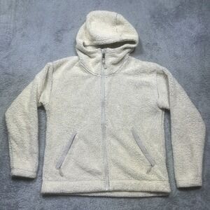 The North Face Jacket Womens M Beige Furry Fleece Full Zip Hooded Sherpa Outdoor